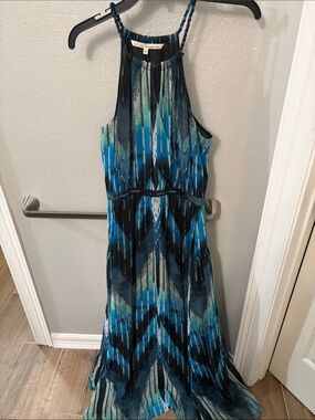 RACHEL Rachel Roy Blue and Teal Printed Halter Maxi Dress